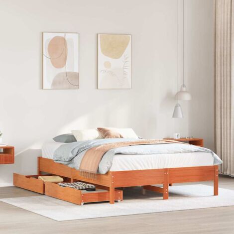 Bed Frame without Mattress Wax Brown 120x200 cm Solid Wood Pine vidaXL