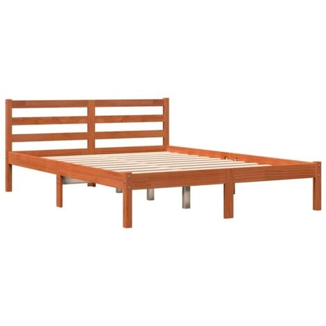 Bed Frame without Mattress Wax Brown 140x190 cm Solid Wood Pine vidaXL