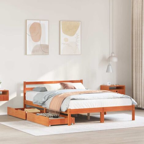 Bed Frame without Mattress Wax Brown 140x200 cm Solid Wood Pine vidaXL
