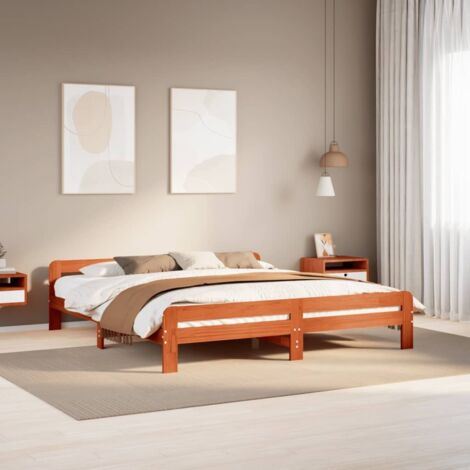 Bed Frame without Mattress Wax Brown 180x200 cm Super King Size Solid Wood Pine vidaXL