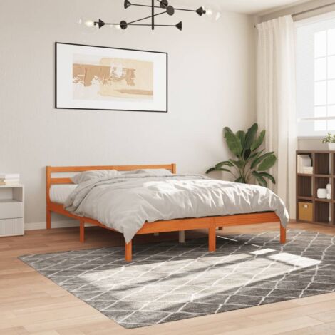 Bed Frame without Mattress Wax Brown 180x200 cm Super King Solid Wood Pine vidaXL