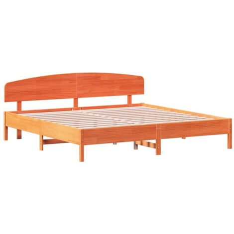 Bed Frame without Mattress Wax Brown 180x200 cm Super King Solid Wood Pine vidaXL