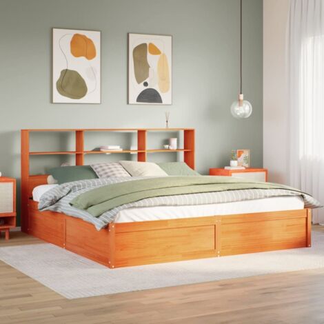 Bed Frame without Mattress Wax Brown 180x200 cm Super King Solid Wood Pine vidaXL