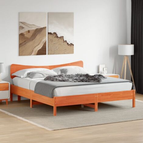 Bed Frame without Mattress Wax Brown 180x200 cm Super King Solid Wood Pine vidaXL