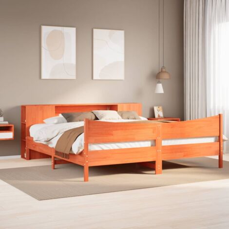 Bed Frame without Mattress Wax Brown 180x200 cm Super King Solid Wood Pine vidaXL