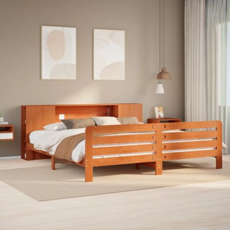 Bed Frame without Mattress Wax Brown 180x200 cm Super King Solid Wood Pine vidaXL