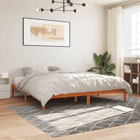 Bed Frame without Mattress Wax Brown 200x200 cm Solid Wood Pine vidaXL
