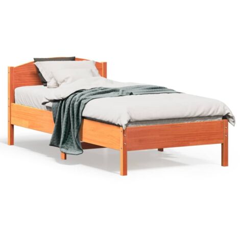 Bed Frame without Mattress Wax Brown 75x190 cm Small Single Solid Wood Pine vidaXL