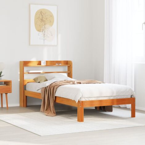 Bed Frame without Mattress Wax Brown 75x190 cm Small Single Solid Wood Pine vidaXL