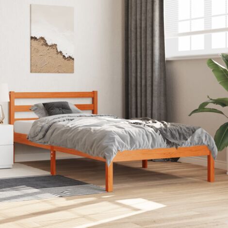 Bed Frame without Mattress Wax Brown 90x190 cm Single Solid Wood Pine vidaXL