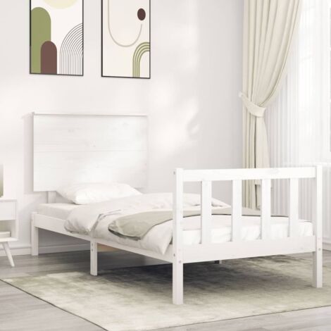 Bed Frame without Mattress White 100x200 cm Solid Wood Pine vidaXL