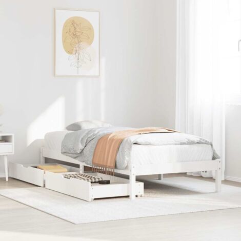 Bed Frame without Mattress White 100x200 cm Solid Wood Pine vidaXL