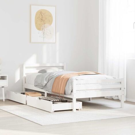 Bed Frame without Mattress White 100x200 cm Solid Wood Pine vidaXL