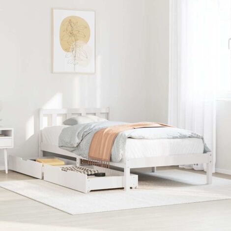 Bed Frame without Mattress White 100x200 cm Solid Wood Pine vidaXL