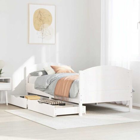 Bed Frame without Mattress White 100x200 cm Solid Wood Pine vidaXL