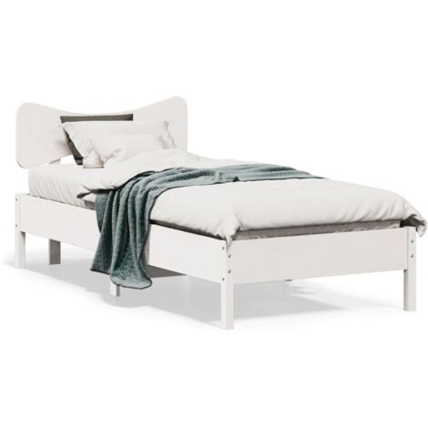 Bed Frame without Mattress White 100x200 cm Solid Wood Pine vidaXL