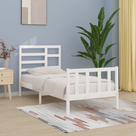 Bed Frame without Mattress White 100x200 cm Solid Wood Pine vidaXL
