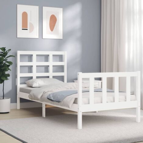 Bed Frame without Mattress White 100x200 cm Solid Wood Pine vidaXL