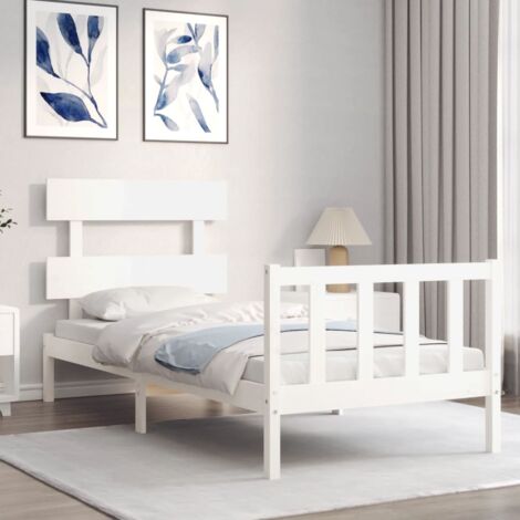 Bed Frame without Mattress White 100x200 cm Solid Wood Pine vidaXL