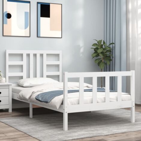Bed Frame without Mattress White 100x200 cm Solid Wood Pine vidaXL