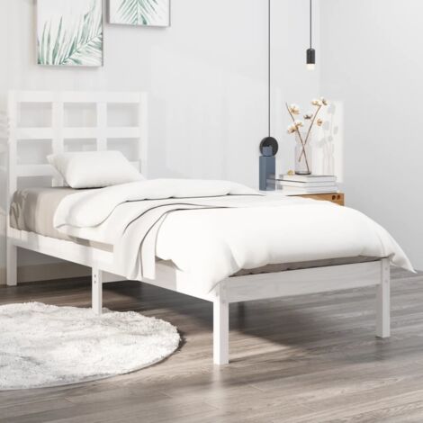 Bed Frame without Mattress White 100x200 cm Solid Wood vidaXL