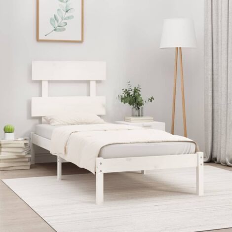 Bed Frame without Mattress White 100x200 cm Solid Wood vidaXL