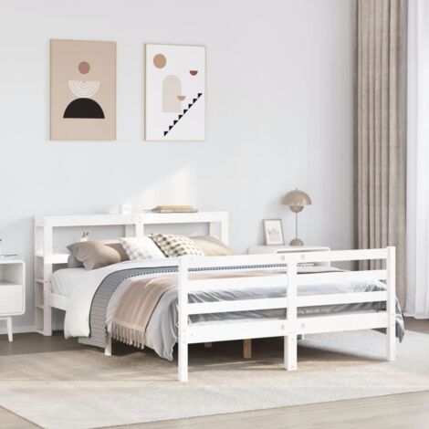 Bed Frame without Mattress White 120x190 cm Small Double Solid Wood Pine vidaXL