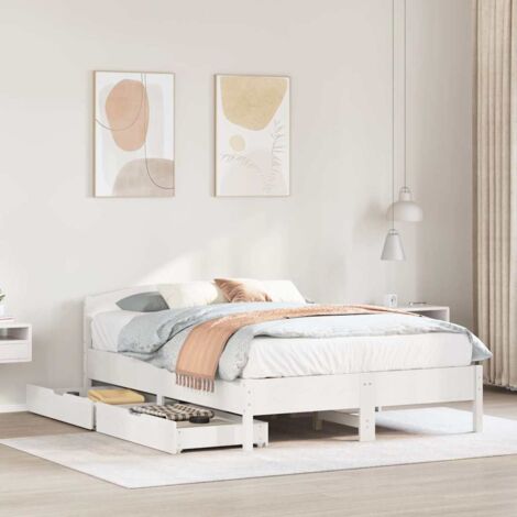 Bed Frame without Mattress White 120x190 cm Small Double Solid Wood Pine vidaXL