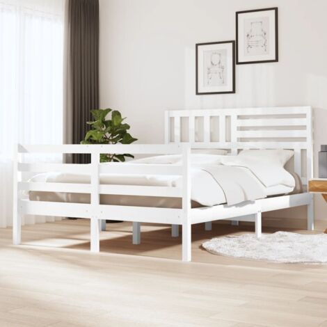 Bed Frame without Mattress White 120x190 cm Small Double  Solid Wood vidaXL