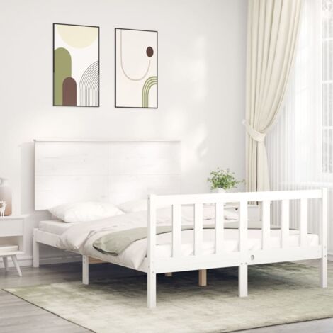 Bed Frame without Mattress White 120x200 cm Solid Wood Pine vidaXL