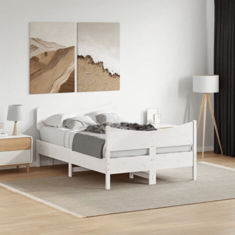 Bed Frame without Mattress White 120x200 cm Solid Wood Pine vidaXL