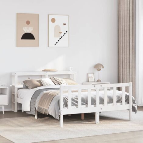 Bed Frame without Mattress White 120x200 cm Solid Wood Pine vidaXL