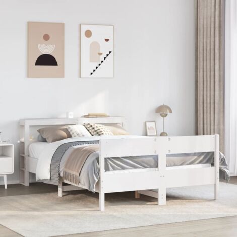 Bed Frame without Mattress White 120x200 cm Solid Wood Pine vidaXL