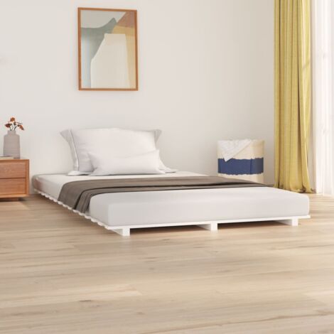 Bed Frame without Mattress White 120x200 cm Solid Wood Pine vidaXL