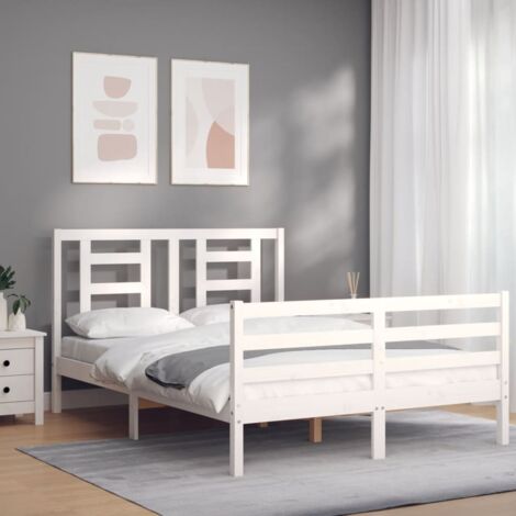 Bed Frame without Mattress White 120x200 cm Solid Wood vidaXL