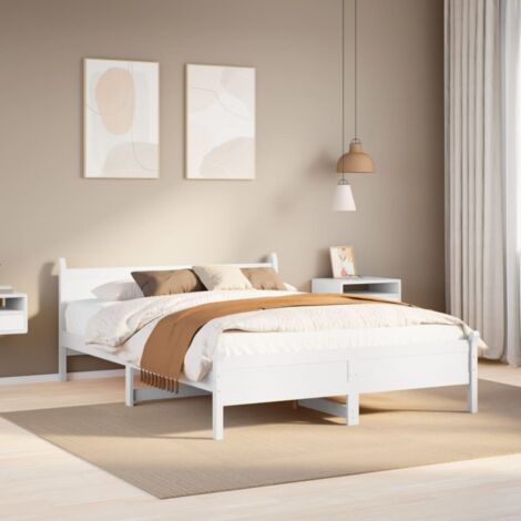 Bed Frame without Mattress White 140x190 cm Solid Wood Pine vidaXL