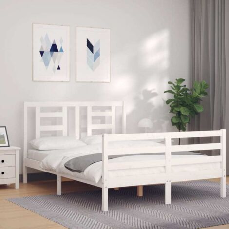 Bed Frame without Mattress White 140x190 cm Solid Wood vidaXL