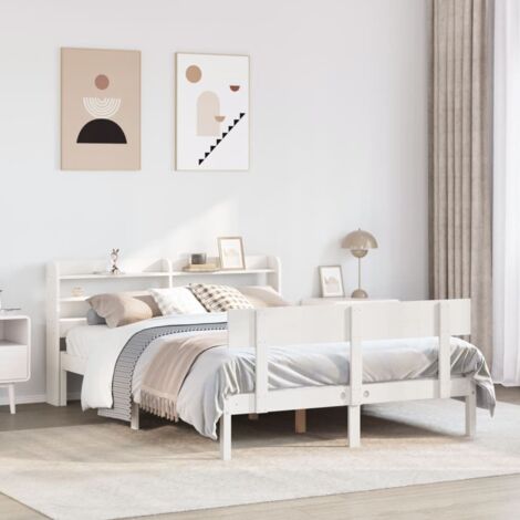 Bed Frame without Mattress White 140x200 cm Solid Wood Pine vidaXL
