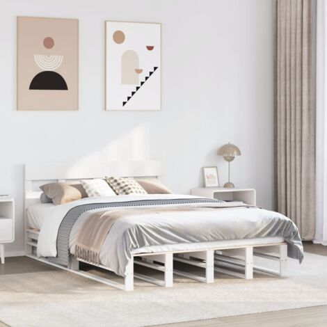 Bed Frame without Mattress White 140x200 cm Solid Wood Pine vidaXL