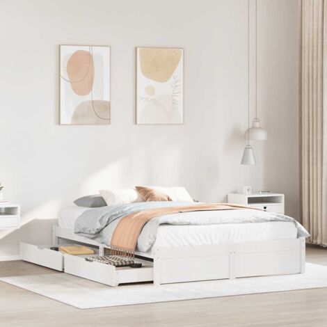 Bed Frame without Mattress White 140x200 cm Solid Wood Pine vidaXL