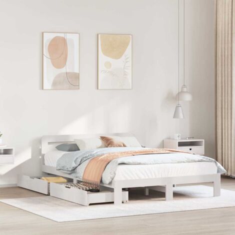 Bed Frame without Mattress White 140x200 cm Solid Wood Pine vidaXL