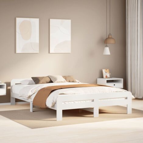 Bed Frame without Mattress White 140x200 cm Solid Wood Pine vidaXL