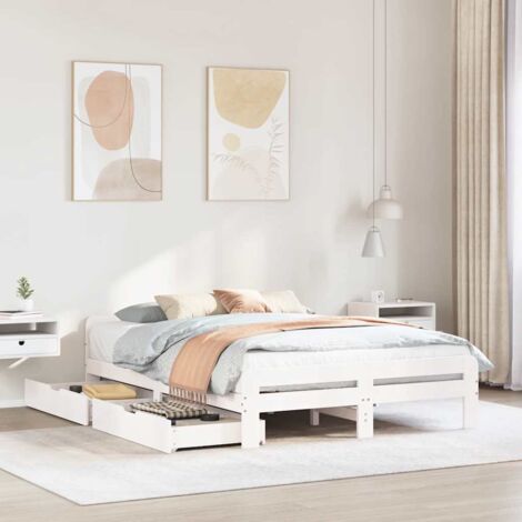 Bed frame without Mattress White 140x200 cm Solid Wood Pine vidaXL