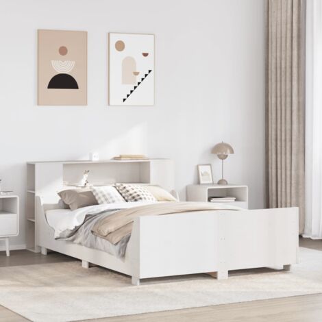 Bed Frame without Mattress White 140x200 cm Solid Wood Pine vidaXL