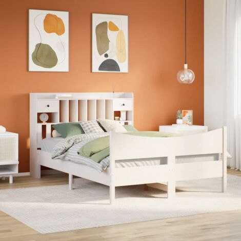Bed Frame without Mattress White 140x200 cm Solid Wood Pine vidaXL