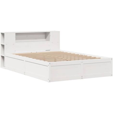 Bed Frame without Mattress White 150x200 cm King Size Solid Wood Pine vidaXL
