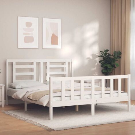 Bed Frame without Mattress White 160x200 cm Solid Wood Pine vidaXL