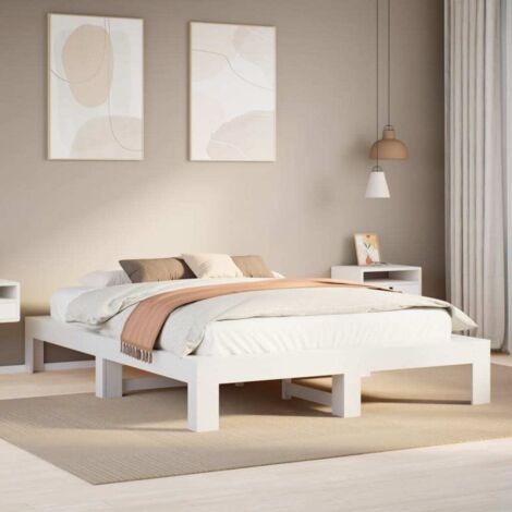 Bed Frame without Mattress White 160x200 cm Solid Wood Pine vidaXL