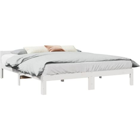 Bed Frame without Mattress White 160x200 cm Solid Wood Pine vidaXL