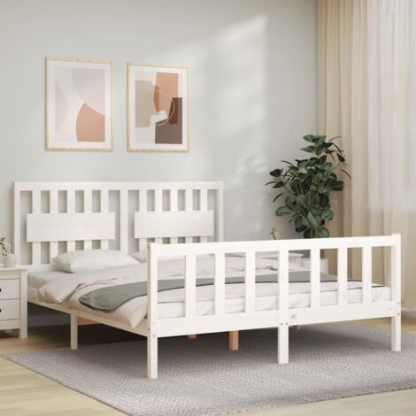 Bed Frame without Mattress White 160x200 cm Solid Wood Pine vidaXL